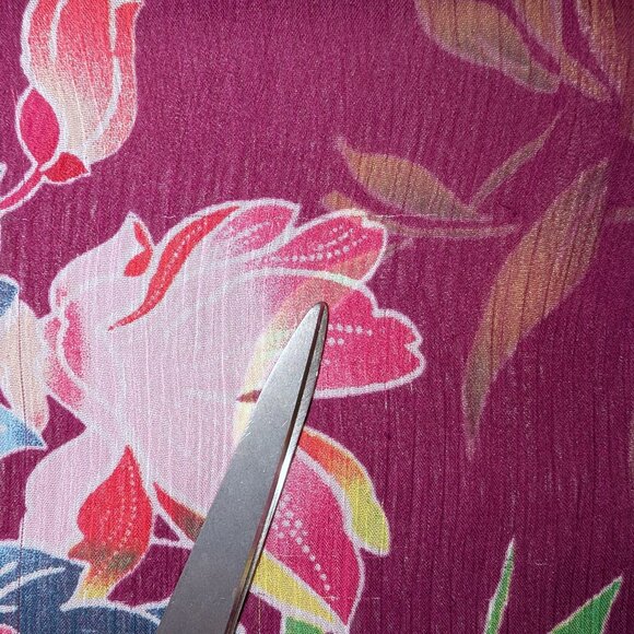 Express	| Sheer Kimono Sleeve Purple Tropical Floral Print Blouse | Size Small - Picture 15 of 15